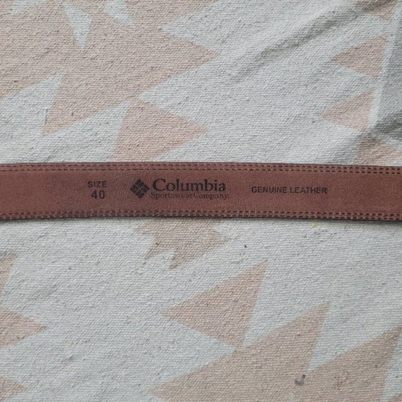 Columbia Double Stitch Brass Buckle Brown Leather Belt Men's 40 - Picture 6 of 8
